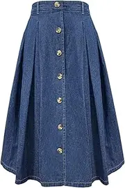 [HERBATOMIA] Women’s High Elastic Waist Skirt Pleated A Line Swings Midi Velvet Skirts for Women