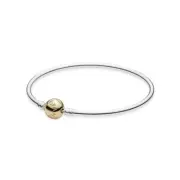 Pandora Two-Tone 925 Silver & 14K Gold Clasp Bangle Bracelet 590718