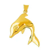 14K Gold Jumping Dolphin Pendant