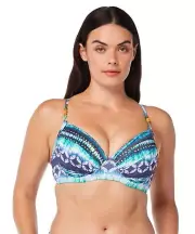 $89 Bleu Rod Beattie Over Shoulder Underwire Bra Molded Cup Bikini Top 34 DD