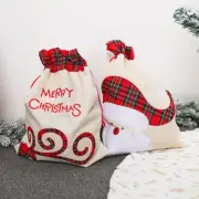 55x39CM Linen Drawstring Bag for Christmas Gifts Santa Reindeer Design