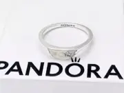 Authentic PANDORA ME Sterling Silver Halved White Enamel Signet Ring Size 10