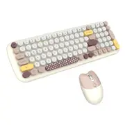 Catzon Wireless Keyboard and Mouse Combo 2.4G Wireless 3-Gear Adjustable DPI-Brown