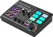Btuty Gaming Audio Mixer 48V Phantom Power Audio Interface RGB Light BT Plug and Play Desktop Singing Sound Card Mixer for Live Streaming Podcasting Content Create Gaming Rechargeable