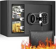 1.2 Cub Small Fireproof Safes for Home Use, Digital Home Safe with Fireproof Waterproof Bag, Electronic Keypad and Spare Keys, Personal Fire Safe Box for Money Jewellery Documents Medicines