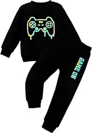 [Rosebea] Toddler Boy Clothing Sets Reflective Gamepad Print Pullover & Sweatpants Long Sleeve Kids 2pcs Outfits