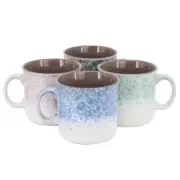 Gibson Home Blurry 4 Piece 19 Ounce Stoneware Straight Shape Mug Set in Assorted