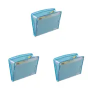 3x Colourhide A4 Zip-It Expanding File Organiser w/ Pen Holder Loop Sky Blue