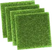 1set Artificial Grass Mat Small Fake Turf Rug for DIY Decor for Landscaping Garden Home and Miniature Scenes Easy Maintenance 4pcs
