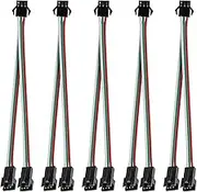 PREMIER ADAPTER 5 Pairs JST SM 3 Pin Connectors for WS2812B WS2811 WS2812 WS2814 SK6812 FOCB CCT LED Strip Female Male 15cm 22awg Wire (1 to 2)