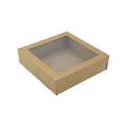 BULK 60pkSmall Square Kraft Grazing Box with Window Lid (180x180x80mm)