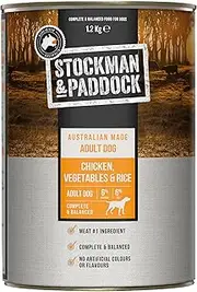 Stockman & Paddock Adult Wet Dog Food, Chicken with Vegetables & Rice 6x1.2Kg - Real Australian Meat for Complete Nutrition, A Hearty Meal Dogs Love