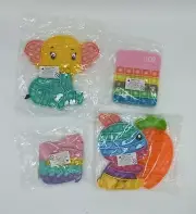 4 Pop It Fidget Sensory Set,Bunny ,Elephant , Calculator ,Butterfly Wallet