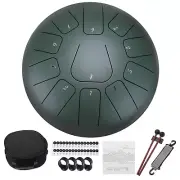 Steel Tongue Drum 10 Inch 11 Notes Steel Hand Drums with Bag Stone Green