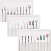 Labymos 30pcs Nail Drill Bits Tungsten Steel Drill Bits Mini Cleaning Brush for Cuticle & Gel Nail Polish Removal Pedi & Mani Electric Nail Drill Replacement Drill Bit Set