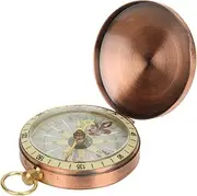 Portable Brass Compass, Vintage Retro Pocket Style Metal Copper Flip Cover Compass for Camping, Hiking, and Boating Navigation