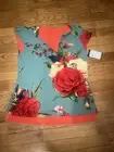 Cap Sly Slit Neck TurnOver Top Eva Varro Amanda Coral Shirt Medium