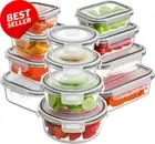 Glass Food Storage Containers, 24 Pc, Airtight, Leakproof, Oven Safe