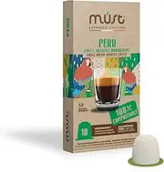 MUST Nespresso Compatible Coffee Capsules Peru Blend X 100 Pods (10 Packs X 10 Pods) 100% Compostable, Made in Italy
