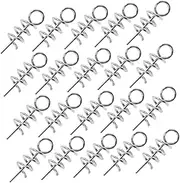 50pcs Reduce Wire Wear Fishing Lure Bait Hooks for Fishing Latch Worm Hooks for Bass Fishing Pin Lock Soft Fishing Hooks Screw Needle Fixed Spring Fishing Bait Silver