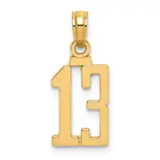 14K Yellow Gold Polished Number 13 Pendant