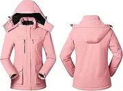 [CRMY] Womens Outdoor Hiking Heated Jackets Lightweight Waterproof Softshell Jacket with Hood for Winter Outdoor Activitis Camping