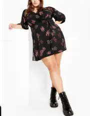 CITY CHIC Cassie Dress in Black Floral Plus Size Medium 18 NWT [RRP $99.95]