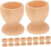 Abaodam Easter Egg Painting Stand 10pcs Hand-Painted Wooden Egg Cups Unfinished Craft for Boys and Girls