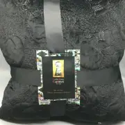 x2 Cynthia Rowley Halloween Silver SKULLS Throw Pillows Black Velvet Quilted 20"