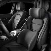 Car Headrest & Lumbar Support Cushion, Car Head Rest and Lumbar Pillow Set, Memory Foam Car Backrest and Neck Pillow, Ergonomic Car Headrest Pillow for Neck Back Pain Relief (Black)