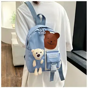 雙肩包新款韓大容量小熊撞色可愛卡通時尚背包男女學生書包204
