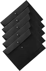 jojofuny Elegant Paper Document Bag 5pcs A4 File Folders Button and String Closure Vintage Envelopes for Letter Storage for Office and Home