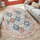 Boho Rug 3'x5' Oval Washable Bedroom Rug Non-Slip Soft Distressed Vintage Flo...