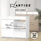 Artiss Shoe Cabinet Wood Shoes Storage White Organiser Rack Shelf With Drawers