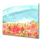 Glass Worktop Saver Watercolour Flowering Meadow Abstract Nature 60x52