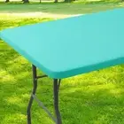 Rectangle Tablecloth, Elastic Fitted Flannel 48" x 30" (Rectangular) Teal