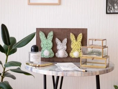 String art kit The bunnies DIY craft kits wooden board String art pattern
