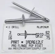 3/16 BLIND RIVET LARGE FLANGE .626-.750 G ALUMINUM RIVET ALUMINUM MANDREL (500)