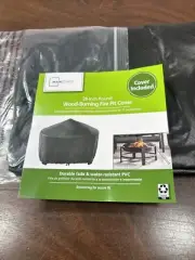 Wood Burning Fire Pit Cover 28 Inch Round fade & water resistant PVC secure fit