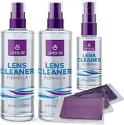 Lens Cleaner Spray Kit - Alcohol & Ammonia Free | (2) 8oz + (1) 2oz Eye Glasses Cleaner Spray + (3) Microfiber Cloths | Safe for Eyeglasses, Lenses & Screens | Streak-Free, Unscented