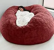 UYSOFRCV Extra Large Bean Bag Sofa Cover (No Filler), Sturdy Zipper Beanbag Case Washable Premium Soft PV Velvet Sack Bean Bag Recliner for Adults,Kids,Teens,Wine red,150 * 65cm