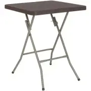 Flash Furniture 24" Square Plastic Folding Table in Brown and Gray