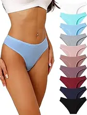 [Hotcom] Womens Underwear Cotton Hipster Panties Breathable Ribbed Briefs Sexy Cheeky Stretch Ladies Bikini Underwear 10 Pack