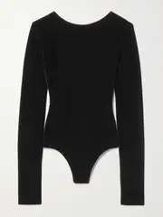[AGOLDE] AGOLDE - Corrin Open-back Stretch-velvet Bodysuit - Black - large large Black