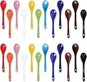 Pirhosigma 2 Sets of 12 Color Porcelain Egg Spoons Ceramic Spoons 5 inch Coffee Dessert Yogurt Tea Milky Tea