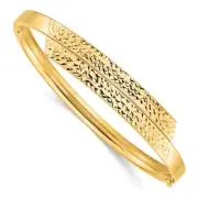 14K Yellow Gold y 3/16 Polished & Overlap Hinged Bangle 7in Bracelet for Women