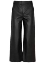 S Max Mara Soprano Cropped Faux Leather Trousers - Black - L (UK14 / L) L (UK14 / L)