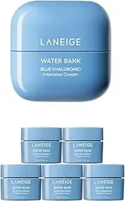[1 + 5] Water Bank Blue Hyaluronic Intensive Cream Full Size 50ml with Intensive Cream 10ml x 5EA Travel Size Set for Dry skin. Korean Promotion Set for Laneige. (Total 100ml)