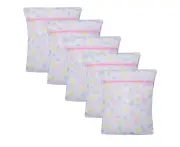 5PCS Printed Mesh Wash Bag with Zipper, Travel Storage Bag, Bra Shirt Socks Cloth Laundry Bags for Washing Machine -30*40cm