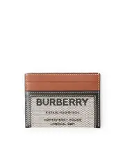 Burberry Horseferry Print Cotton Canvas and Leather Card Case